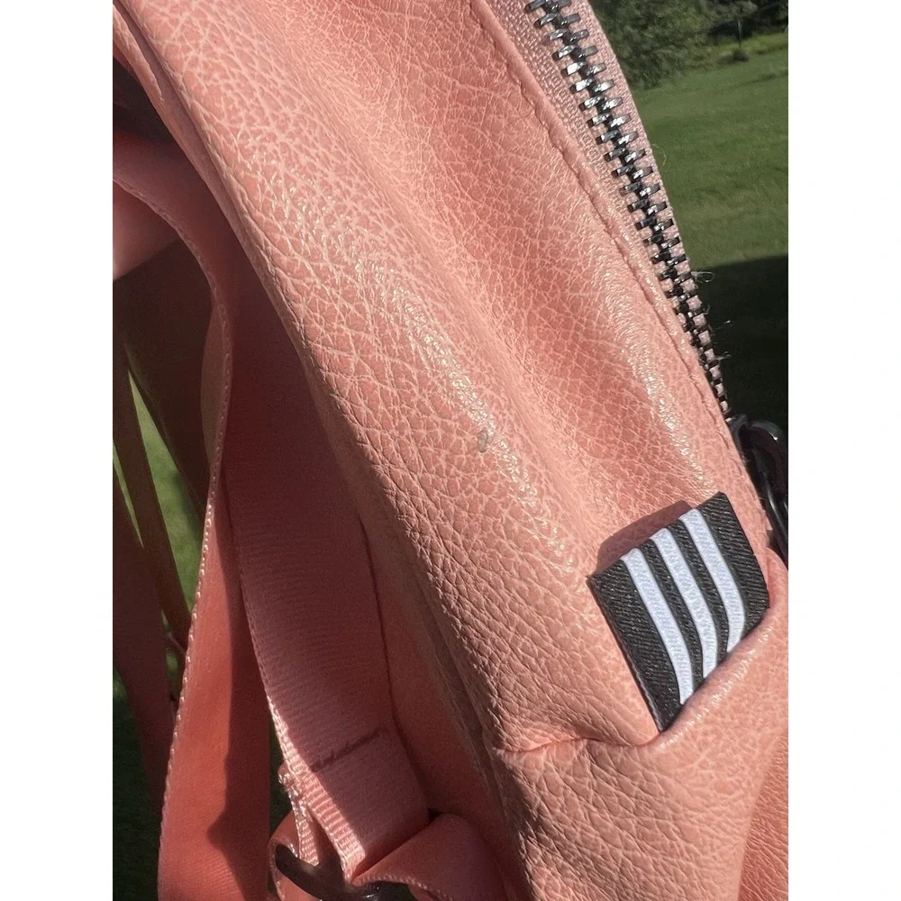 Adidas Originals Mini Backpack Salmon Pink Faux Leather Trefoil Small Bag